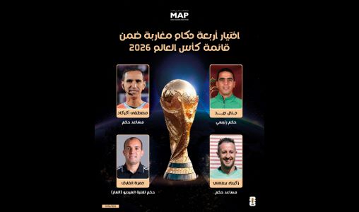 اختيار أربعة حكام مغاربة ضمن قائمة حكام نهائيات كأس العالم لكرة القادم 2026